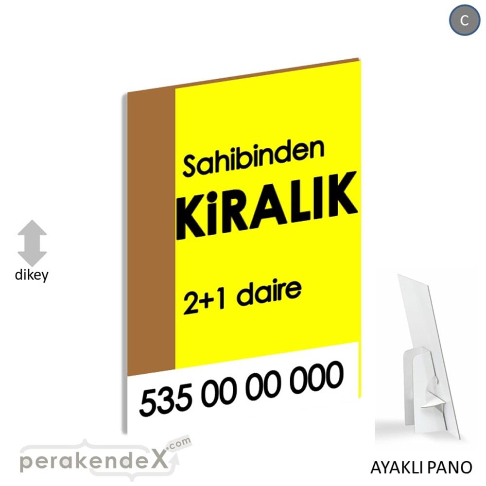 Sahibinden Kiralık Yazısı 006 KARTON AYAKLI POSTER,  PANO -dikdörtgen,tek yön baskıkarton ayaklı poster,  pano