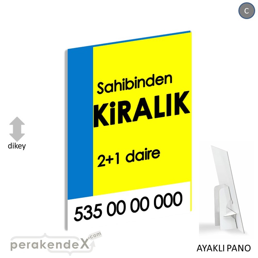 Sahibinden Kiralık Yazısı 006 KARTON AYAKLI POSTER,  PANO -dikdörtgen,tek yön baskıkarton ayaklı poster,  pano