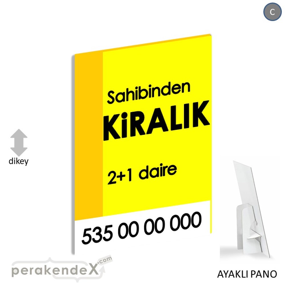 Sahibinden Kiralık Yazısı 006 KARTON AYAKLI POSTER,  PANO -dikdörtgen,tek yön baskıkarton ayaklı poster,  pano