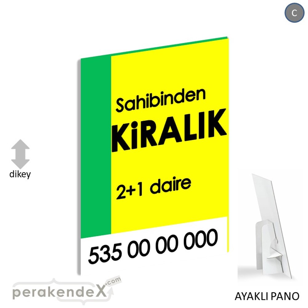 Sahibinden Kiralık Yazısı 006 KARTON AYAKLI POSTER,  PANO -dikdörtgen,tek yön baskıkarton ayaklı poster,  pano