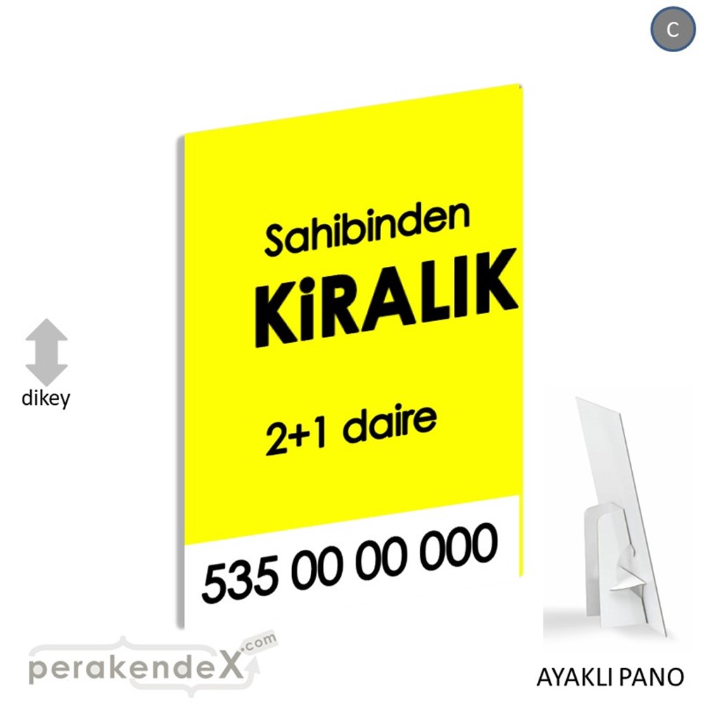 Sahibinden Kiralık Yazısı 006 KARTON AYAKLI POSTER,  PANO -dikdörtgen,tek yön baskıkarton ayaklı poster,  pano