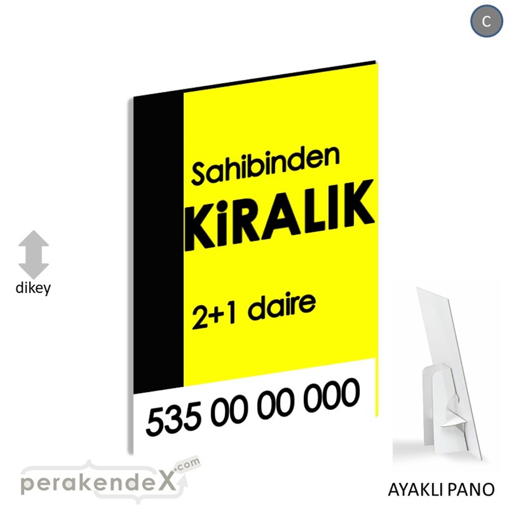 Sahibinden Kiralık Yazısı 006 KARTON AYAKLI POSTER,  PANO -dikdörtgen,tek yön baskıkarton ayaklı poster,  pano