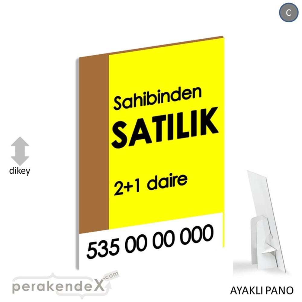 Sahibinden Satılık Yazısı 006 KARTON AYAKLI POSTER,  PANO -dikdörtgen,tek yön baskıkarton ayaklı poster,  pano