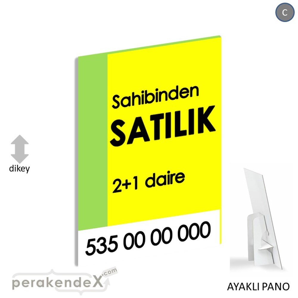 Sahibinden Satılık Yazısı 006 KARTON AYAKLI POSTER,  PANO -dikdörtgen,tek yön baskıkarton ayaklı poster,  pano