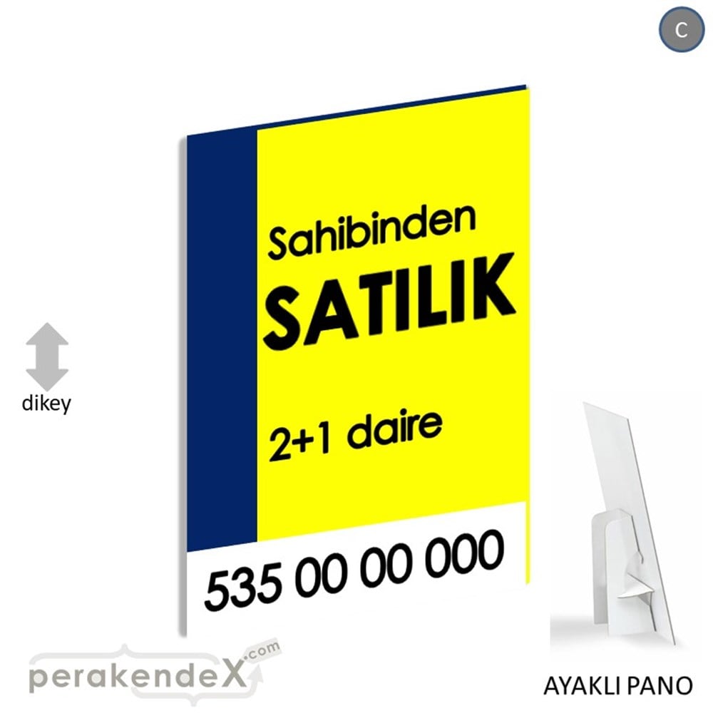 Sahibinden Satılık Yazısı 006 KARTON AYAKLI POSTER,  PANO -dikdörtgen,tek yön baskıkarton ayaklı poster,  pano