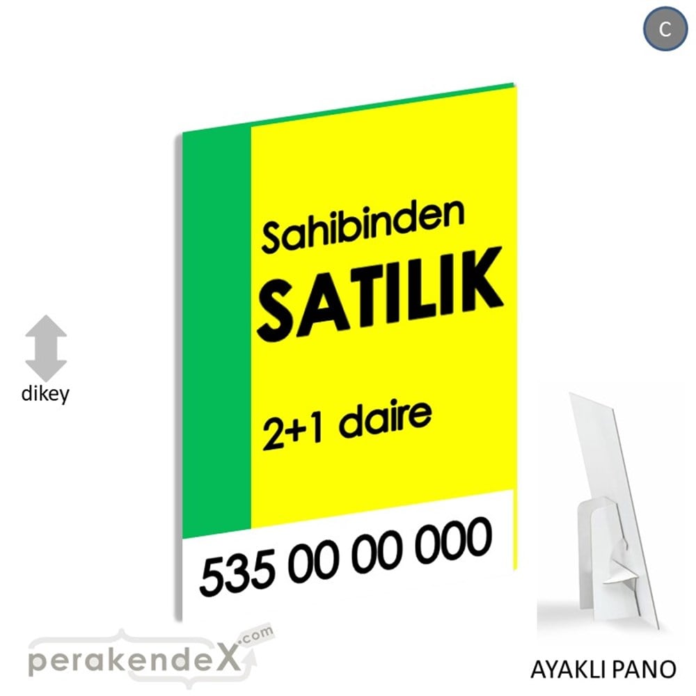 Sahibinden Satılık Yazısı 006 KARTON AYAKLI POSTER,  PANO -dikdörtgen,tek yön baskıkarton ayaklı poster,  pano