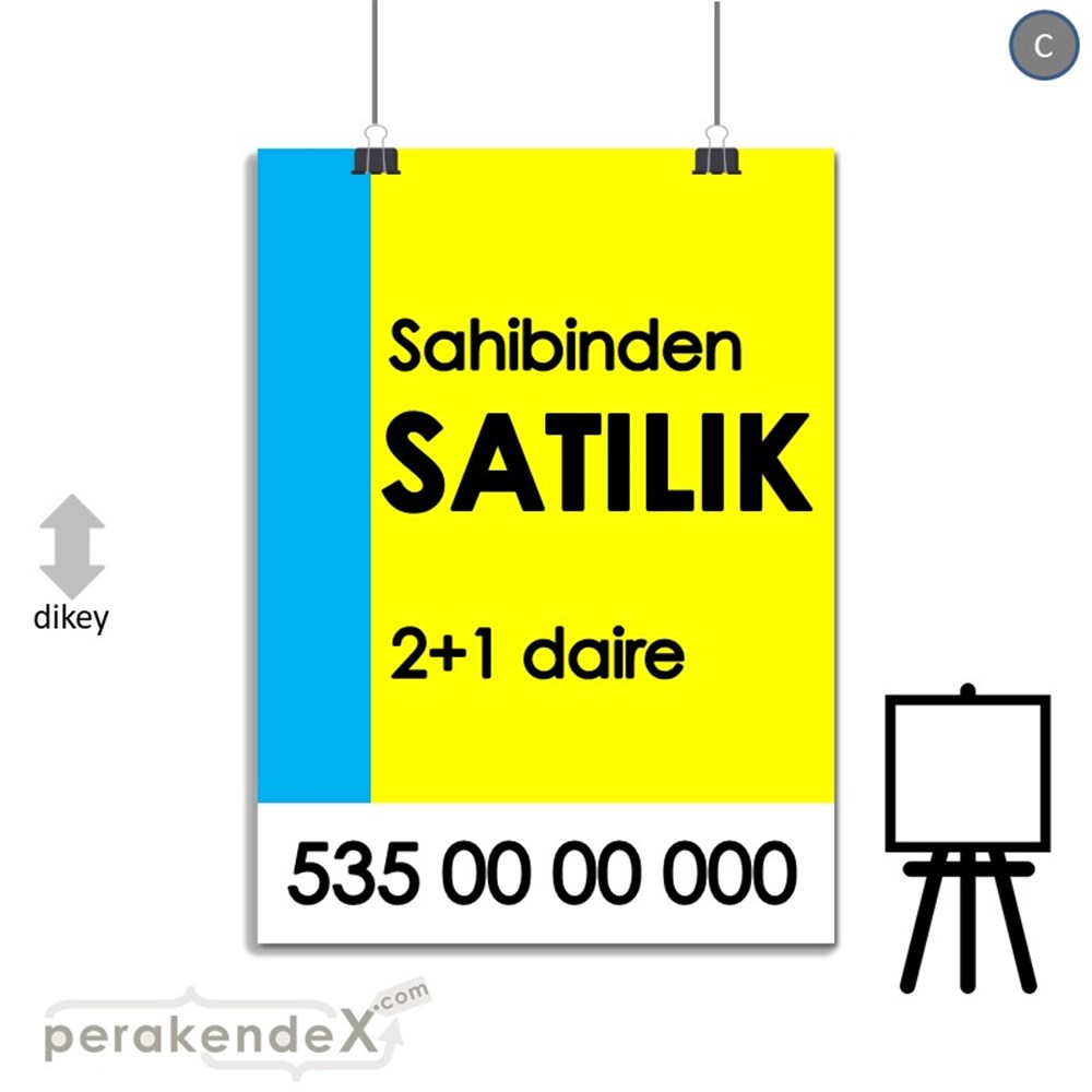Sahibinden Satılık Yazısı 006 SERT PLASTİK POSTER,  AFİŞ -dikdörtgen,tek yön baskısert plastik poster,  afiş