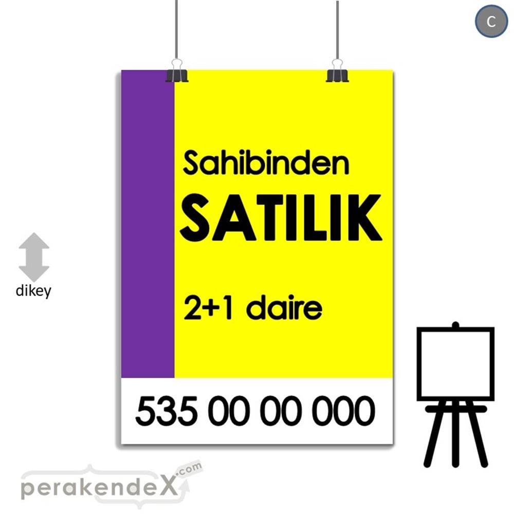 Sahibinden Satılık Yazısı 006 SERT PLASTİK POSTER,  AFİŞ -dikdörtgen,tek yön baskısert plastik poster,  afiş