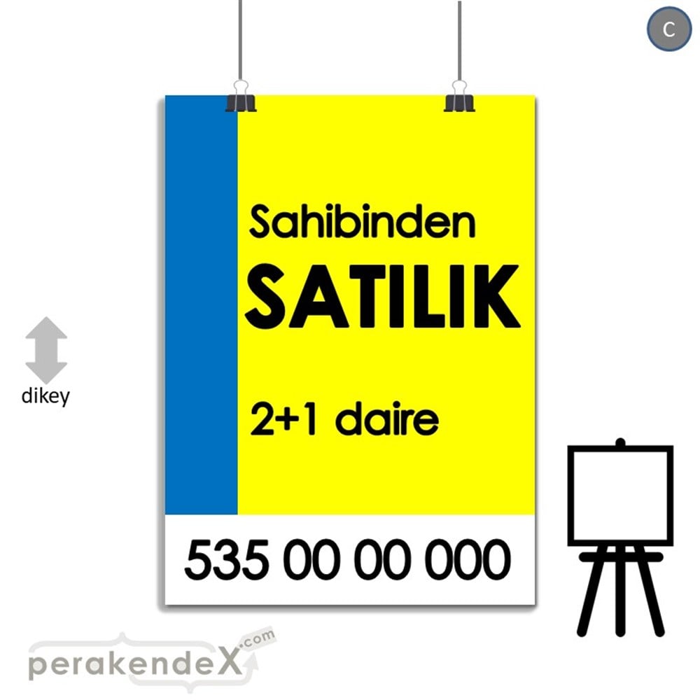 Sahibinden Satılık Yazısı 006 SERT PLASTİK POSTER,  AFİŞ -dikdörtgen,tek yön baskısert plastik poster,  afiş