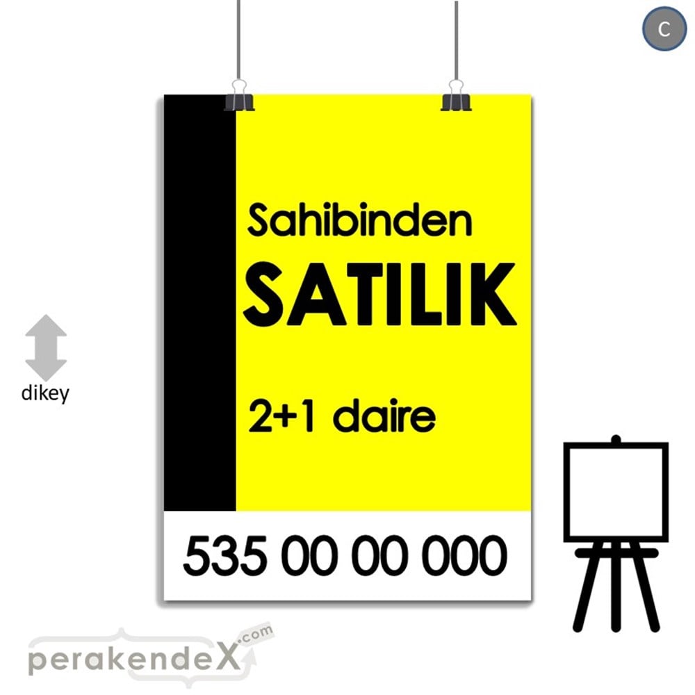 Sahibinden Satılık Yazısı 006 SERT PLASTİK POSTER,  AFİŞ -dikdörtgen,tek yön baskısert plastik poster,  afiş
