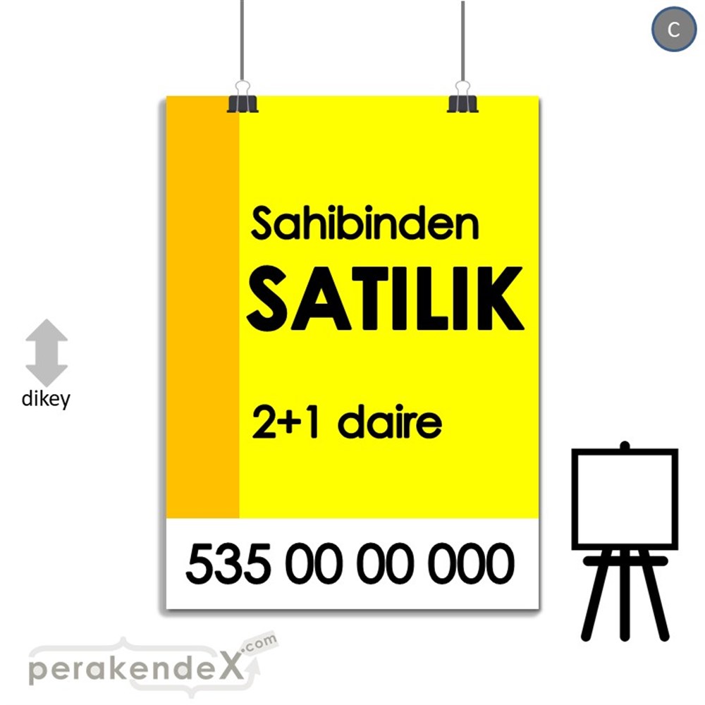 Sahibinden Satılık Yazısı 006 SERT PLASTİK POSTER,  AFİŞ -dikdörtgen,tek yön baskısert plastik poster,  afiş