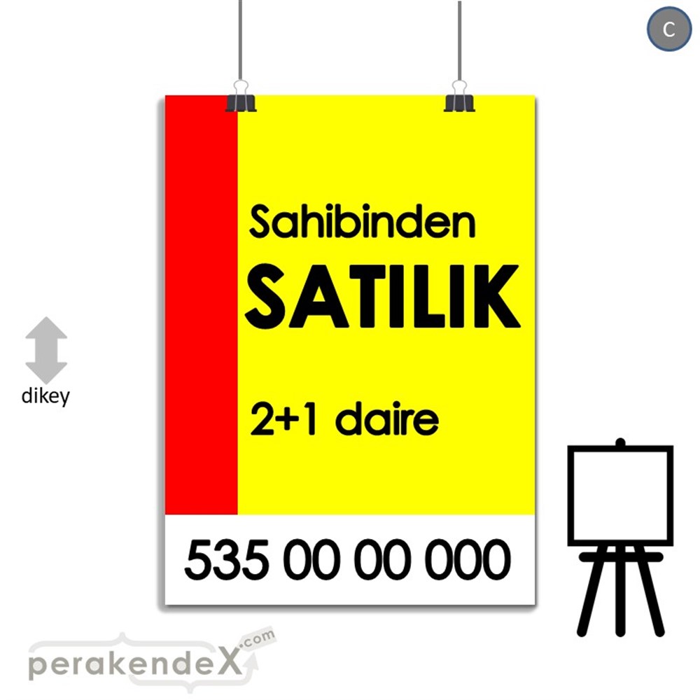 Sahibinden Satılık Yazısı 006 SERT PLASTİK POSTER,  AFİŞ -dikdörtgen,tek yön baskısert plastik poster,  afiş