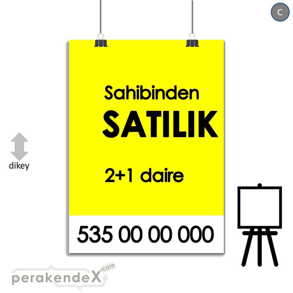 Sahibinden Satılık Yazısı 006 SERT PLASTİK POSTER,  AFİŞ -dikdörtgen,tek yön baskısert plastik poster,  afiş