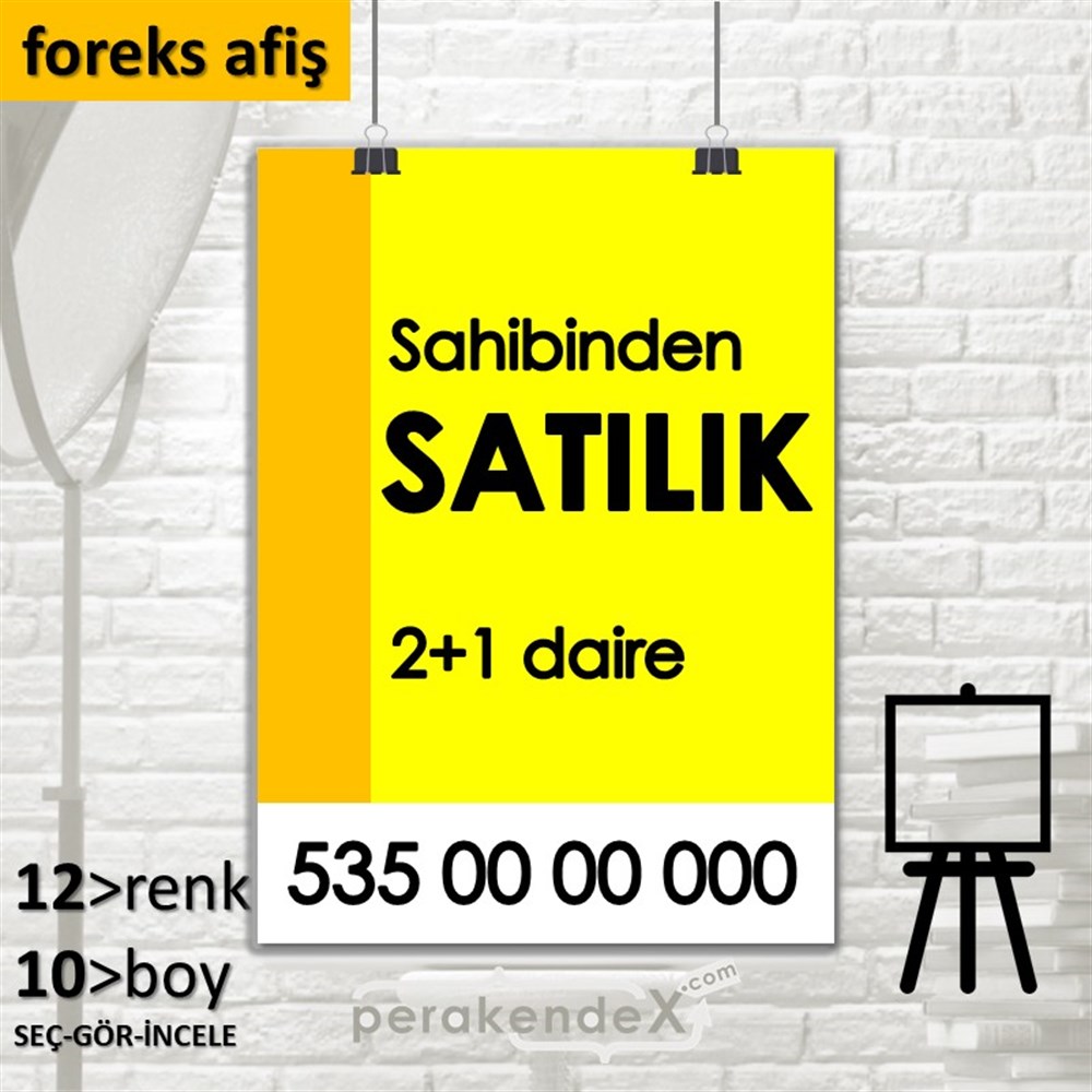 Sahibinden Satılık Yazısı 006 SERT PLASTİK POSTER,  AFİŞ -dikdörtgen,tek yön baskısert plastik poster,  afiş