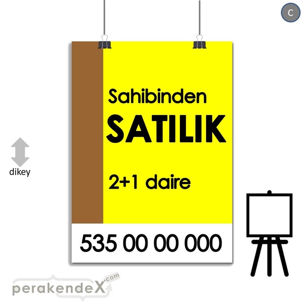 Sahibinden Satılık Yazısı 006 SERT PLASTİK POSTER,  AFİŞ -dikdörtgen,tek yön baskısert plastik poster,  afiş