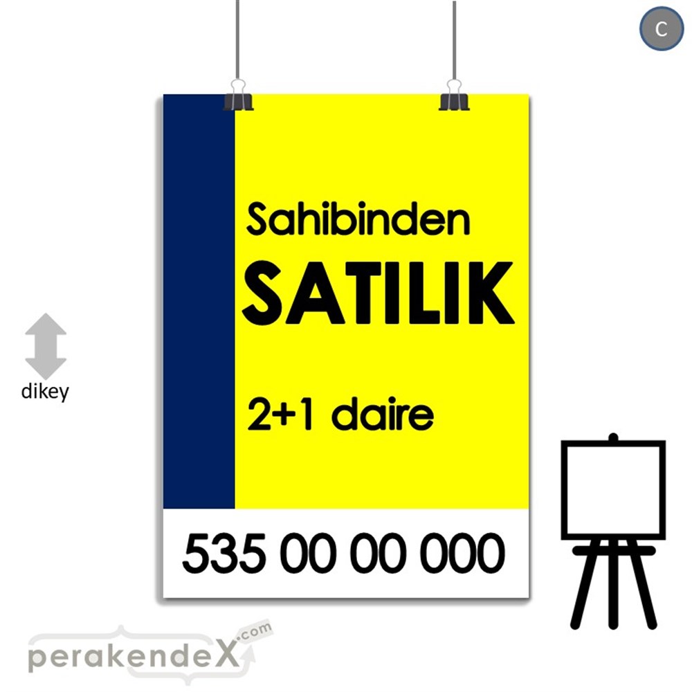 Sahibinden Satılık Yazısı 006 SERT PLASTİK POSTER,  AFİŞ -dikdörtgen,tek yön baskısert plastik poster,  afiş