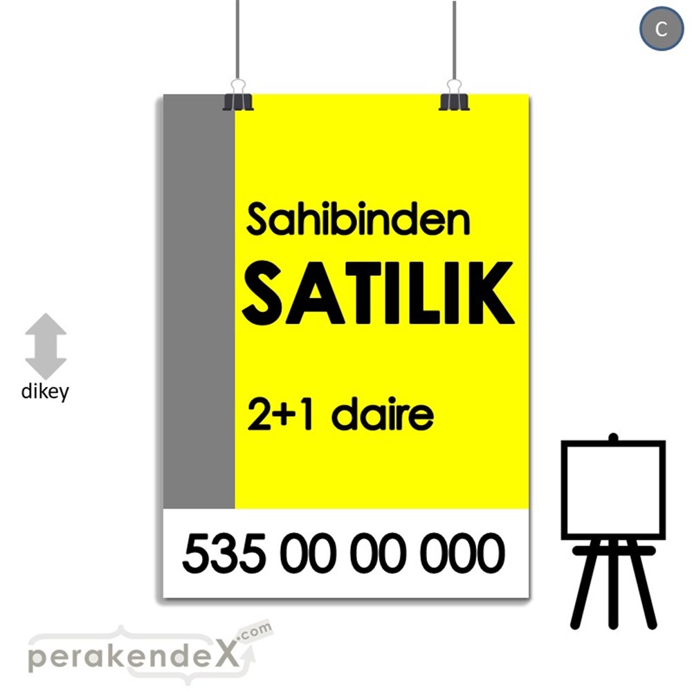 Sahibinden Satılık Yazısı 006 SERT PLASTİK POSTER,  AFİŞ -dikdörtgen,tek yön baskısert plastik poster,  afiş
