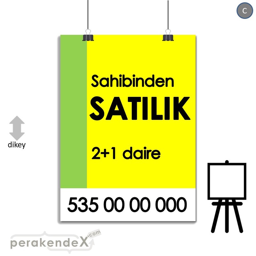 Sahibinden Satılık Yazısı 006 SERT PLASTİK POSTER,  AFİŞ -dikdörtgen,tek yön baskısert plastik poster,  afiş