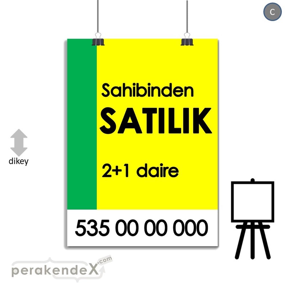 Sahibinden Satılık Yazısı 006 SERT PLASTİK POSTER,  AFİŞ -dikdörtgen,tek yön baskısert plastik poster,  afiş