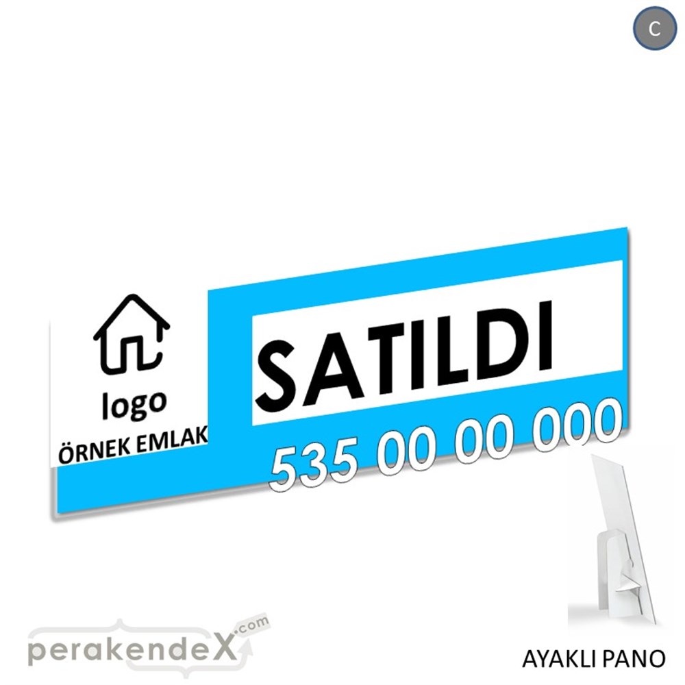 Satıldı Yazısı 001 KARTON AYAKLI POSTER,  PANO (BANNER) -dikdörtgen,tek yön baskıkarton ayaklı poster,  pano
