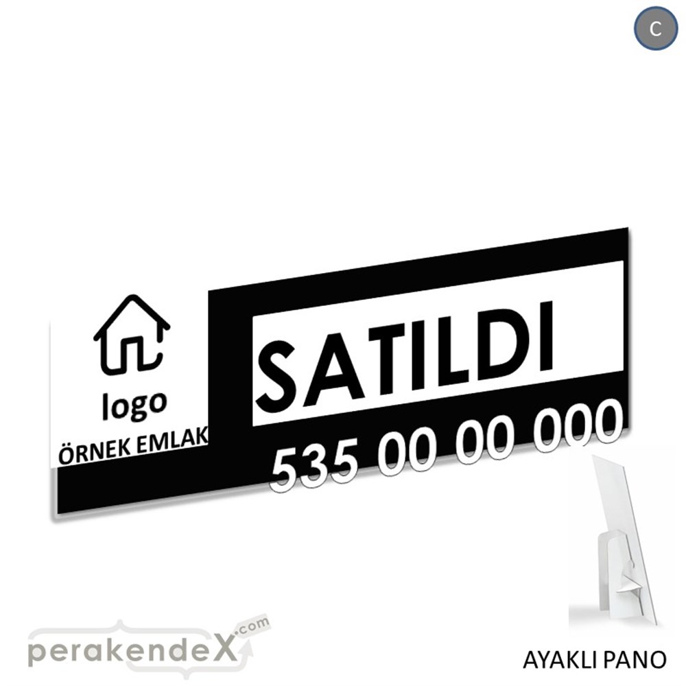 Satıldı Yazısı 001 KARTON AYAKLI POSTER,  PANO (BANNER) -dikdörtgen,tek yön baskıkarton ayaklı poster,  pano