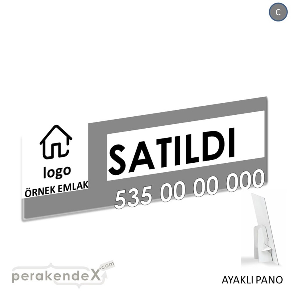 Satıldı Yazısı 001 KARTON AYAKLI POSTER,  PANO (BANNER) -dikdörtgen,tek yön baskıkarton ayaklı poster,  pano