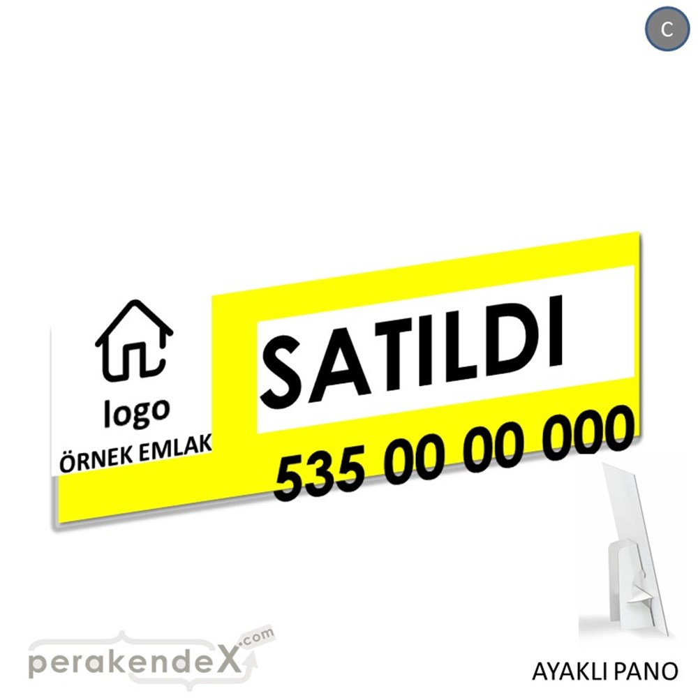 Satıldı Yazısı 001 KARTON AYAKLI POSTER,  PANO (BANNER) -dikdörtgen,tek yön baskıkarton ayaklı poster,  pano