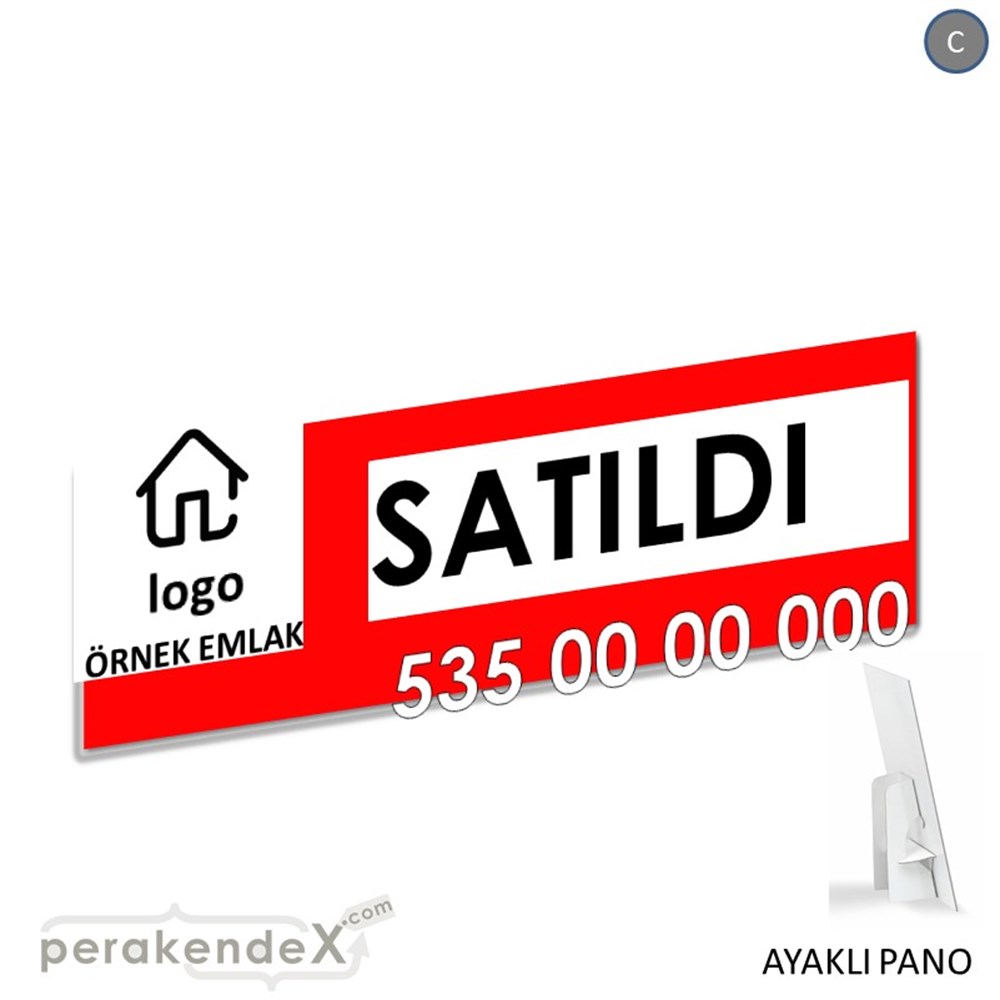 Satıldı Yazısı 001 KARTON AYAKLI POSTER,  PANO (BANNER) -dikdörtgen,tek yön baskıkarton ayaklı poster,  pano