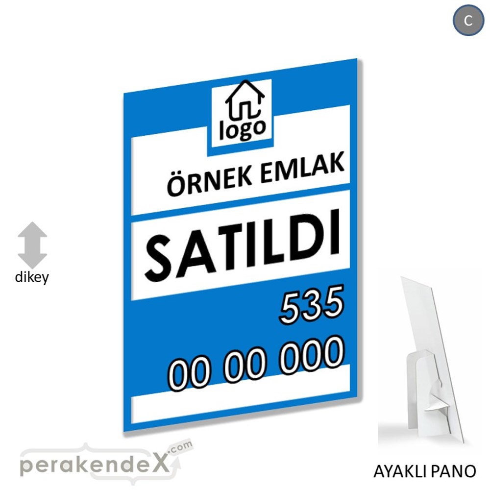 Satıldı Yazısı 001 KARTON AYAKLI POSTER,  PANO -dikdörtgen,tek yön baskıkarton ayaklı poster,  pano