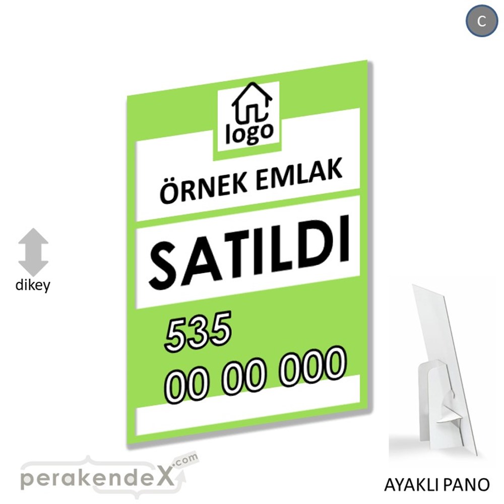 Satıldı Yazısı 001 KARTON AYAKLI POSTER,  PANO -dikdörtgen,tek yön baskıkarton ayaklı poster,  pano