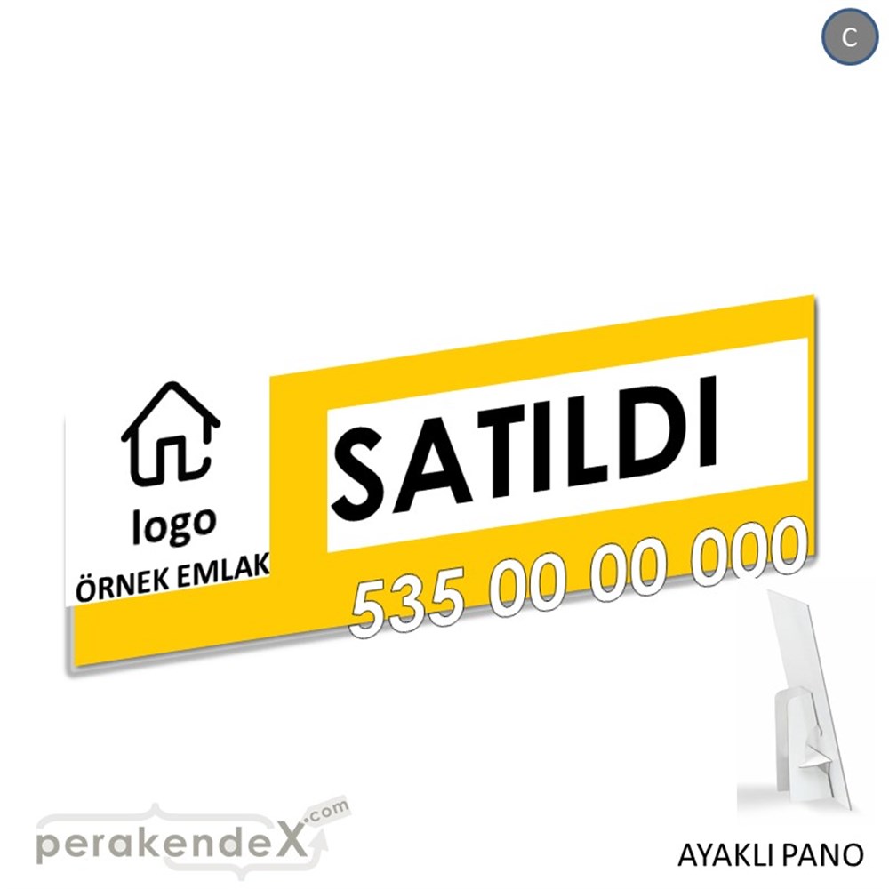 Satıldı Yazısı 001 KARTON AYAKLI POSTER,  PANO (BANNER) -dikdörtgen,tek yön baskıkarton ayaklı poster,  pano
