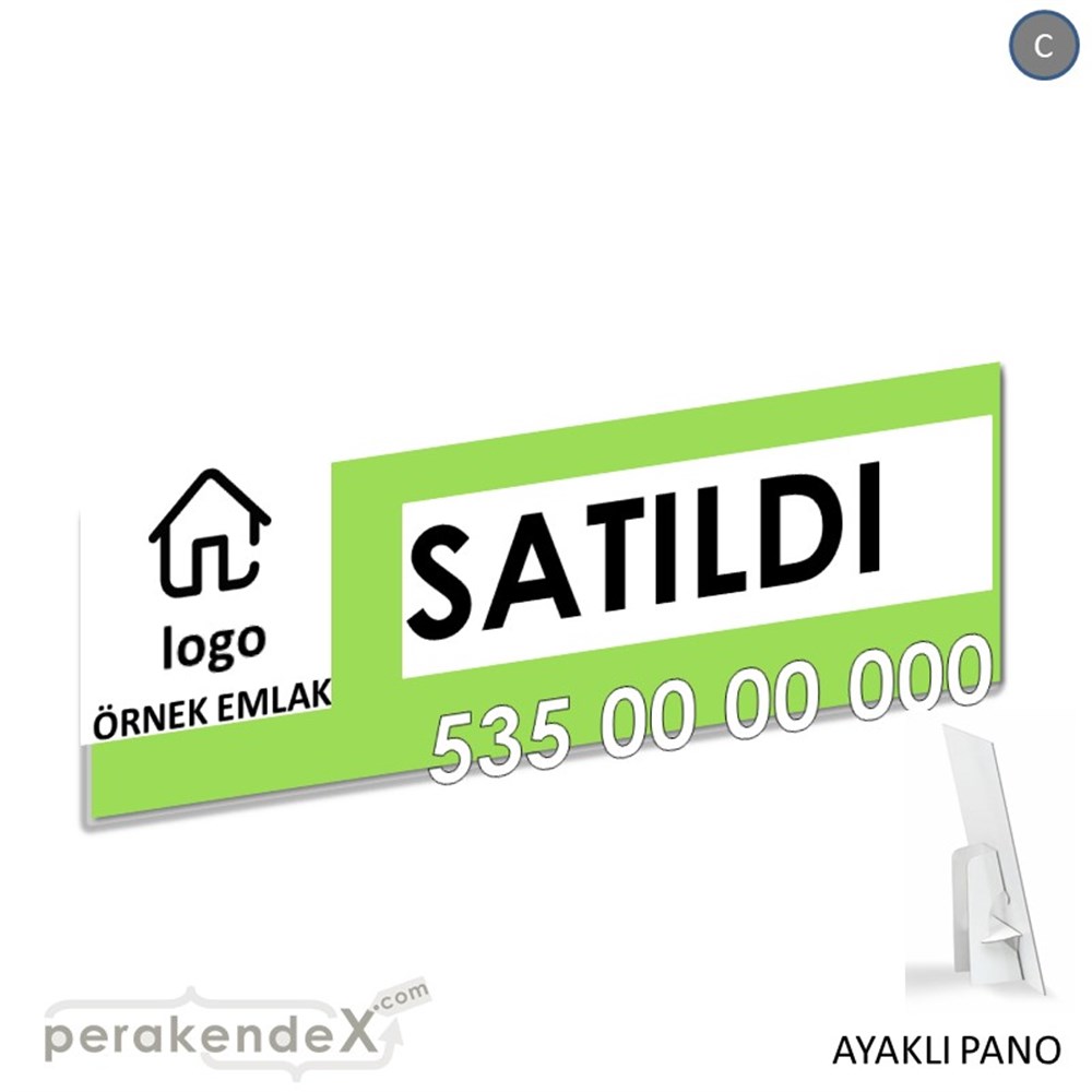 Satıldı Yazısı 001 KARTON AYAKLI POSTER,  PANO (BANNER) -dikdörtgen,tek yön baskıkarton ayaklı poster,  pano