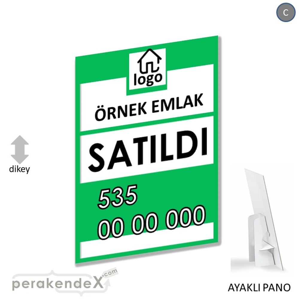Satıldı Yazısı 001 KARTON AYAKLI POSTER,  PANO -dikdörtgen,tek yön baskıkarton ayaklı poster,  pano