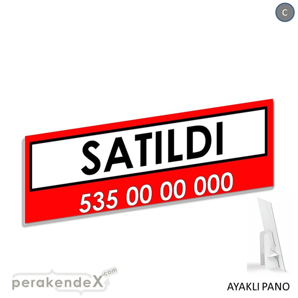 Satıldı Yazısı 005 KARTON AYAKLI POSTER,  PANO (BANNER) -dikdörtgen,tek yön baskıkarton ayaklı poster,  pano