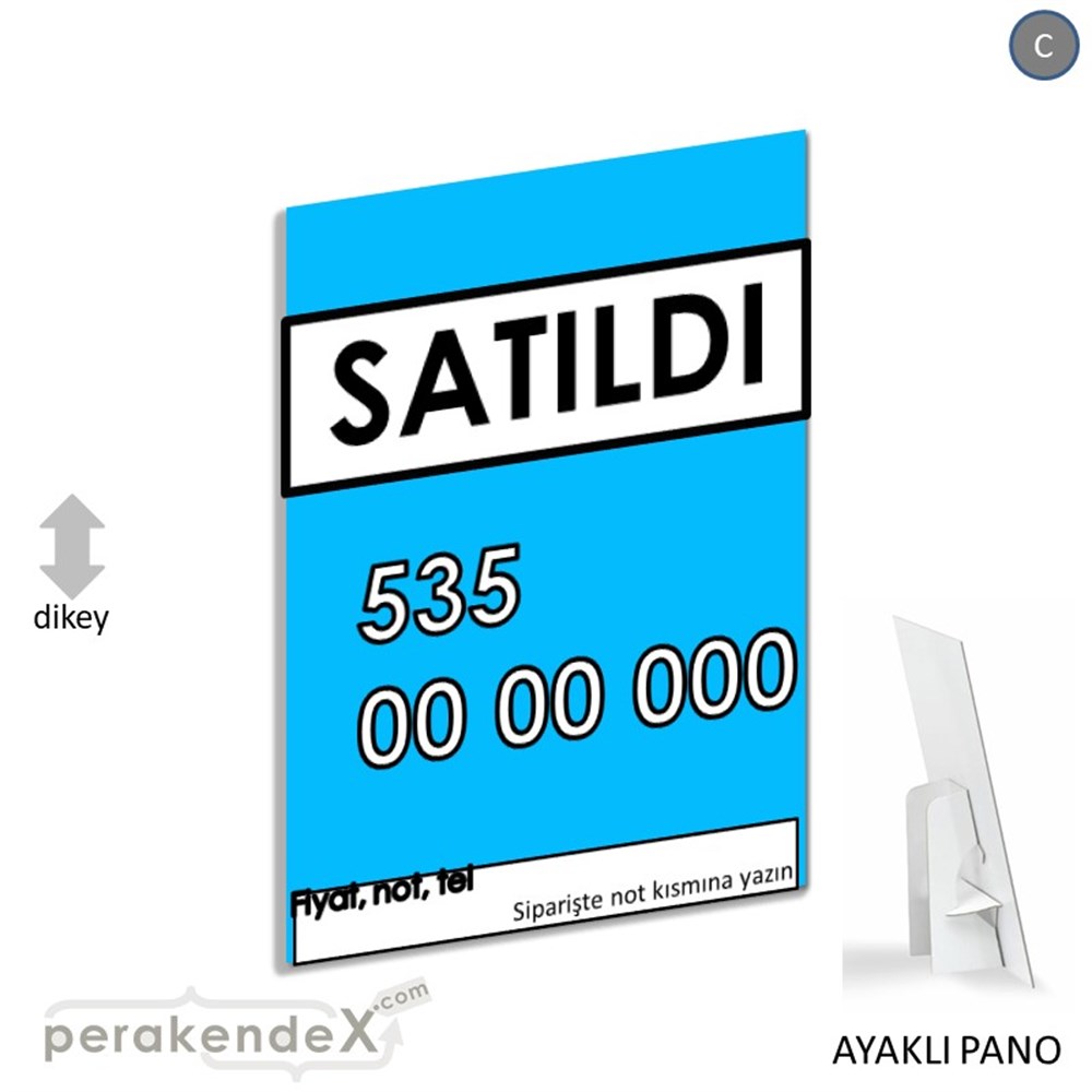 Satıldı Yazısı 005 KARTON AYAKLI POSTER,  PANO -dikdörtgen,tek yön baskıkarton ayaklı poster,  pano