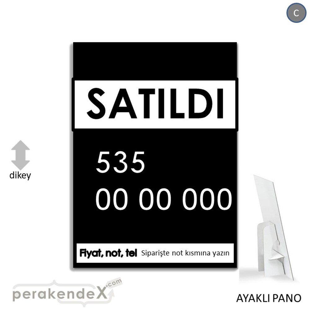 Satıldı Yazısı 005 KARTON AYAKLI POSTER,  PANO -dikdörtgen,tek yön baskıkarton ayaklı poster,  pano