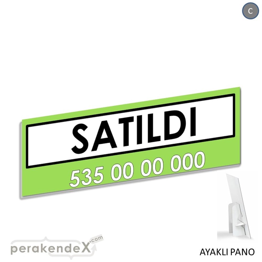 Satıldı Yazısı 005 KARTON AYAKLI POSTER,  PANO (BANNER) -dikdörtgen,tek yön baskıkarton ayaklı poster,  pano