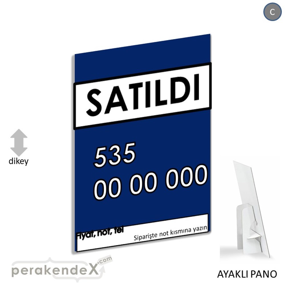 Satıldı Yazısı 005 KARTON AYAKLI POSTER,  PANO -dikdörtgen,tek yön baskıkarton ayaklı poster,  pano