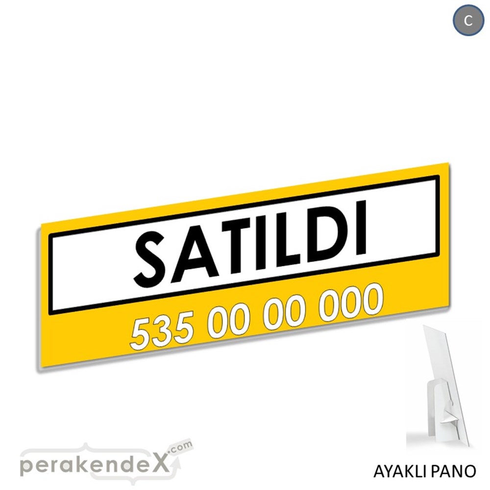 Satıldı Yazısı 005 KARTON AYAKLI POSTER,  PANO (BANNER) -dikdörtgen,tek yön baskıkarton ayaklı poster,  pano