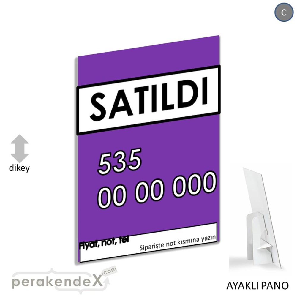 Satıldı Yazısı 005 KARTON AYAKLI POSTER,  PANO -dikdörtgen,tek yön baskıkarton ayaklı poster,  pano