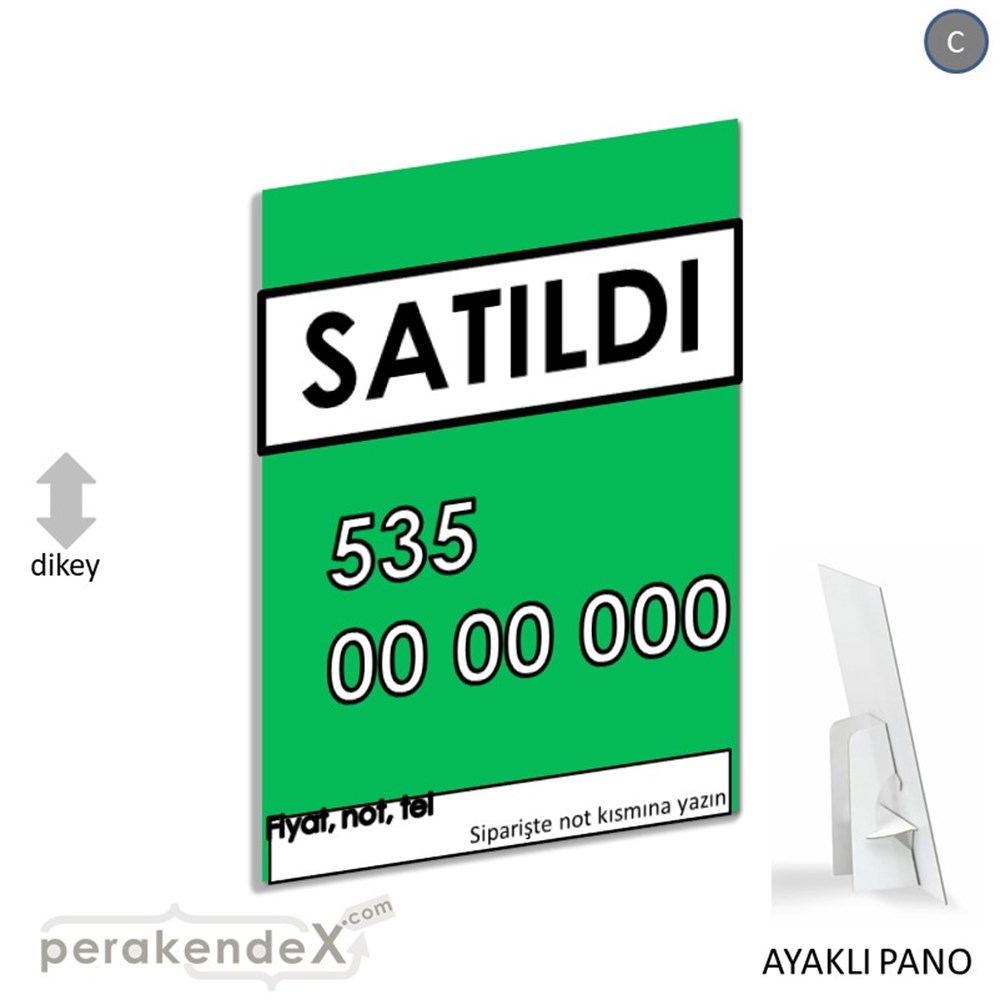 Satıldı Yazısı 005 KARTON AYAKLI POSTER,  PANO -dikdörtgen,tek yön baskıkarton ayaklı poster,  pano