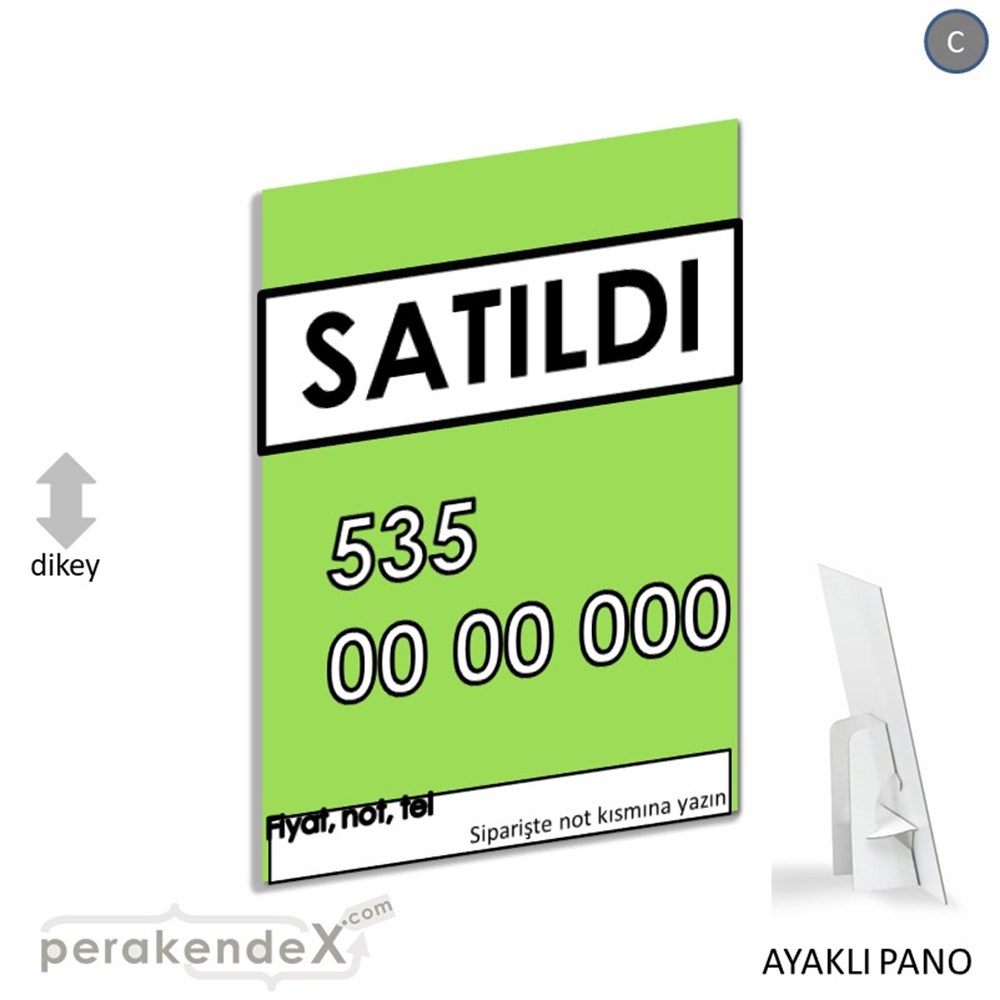 Satıldı Yazısı 005 KARTON AYAKLI POSTER,  PANO -dikdörtgen,tek yön baskıkarton ayaklı poster,  pano