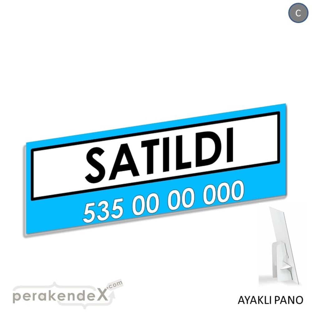 Satıldı Yazısı 005 KARTON AYAKLI POSTER,  PANO (BANNER) -dikdörtgen,tek yön baskıkarton ayaklı poster,  pano