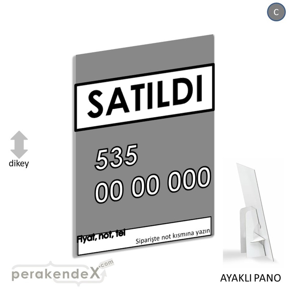 Satıldı Yazısı 005 KARTON AYAKLI POSTER,  PANO -dikdörtgen,tek yön baskıkarton ayaklı poster,  pano