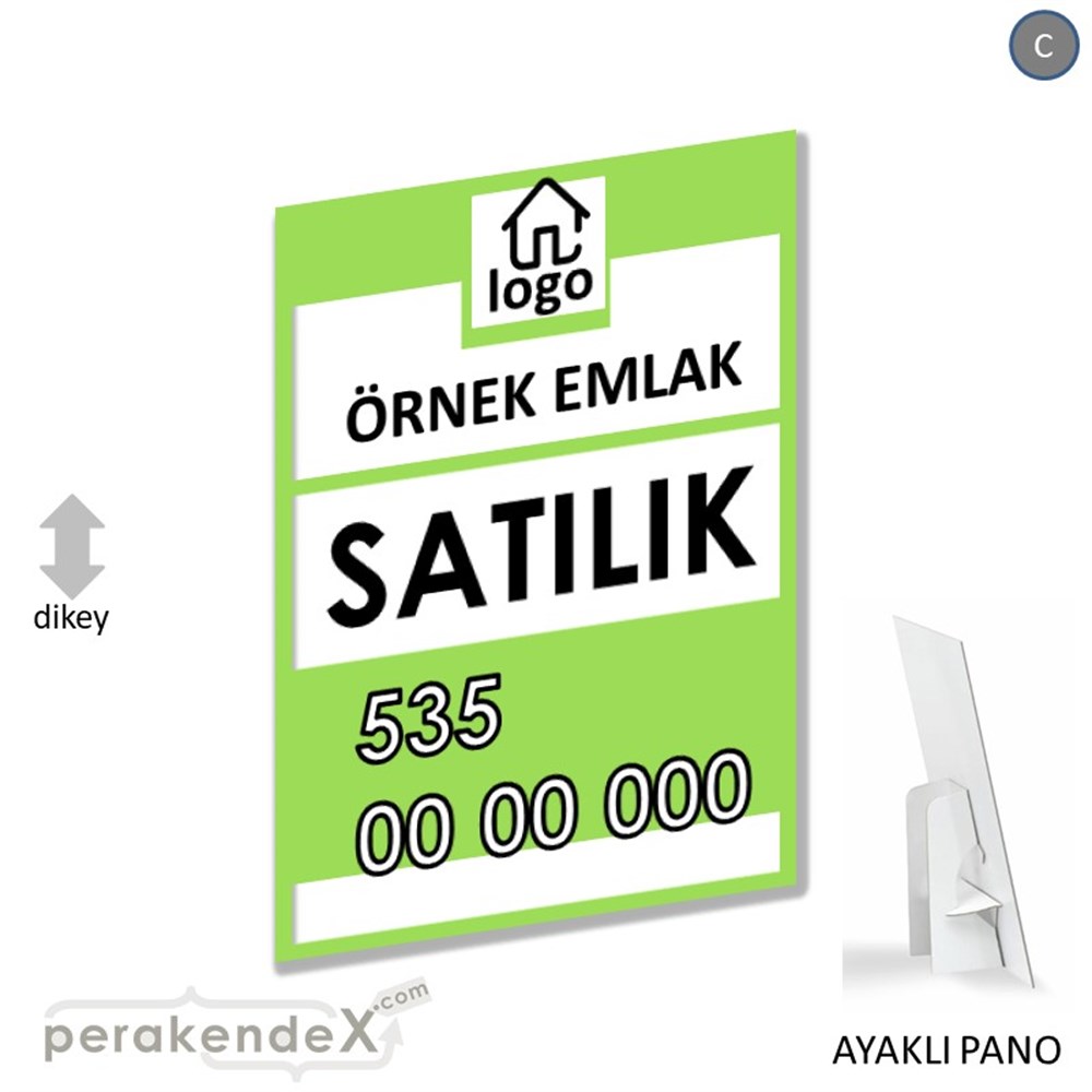 Satılık Yazısı 001 KARTON AYAKLI POSTER,  PANO -dikdörtgen,tek yön baskıkarton ayaklı poster,  pano