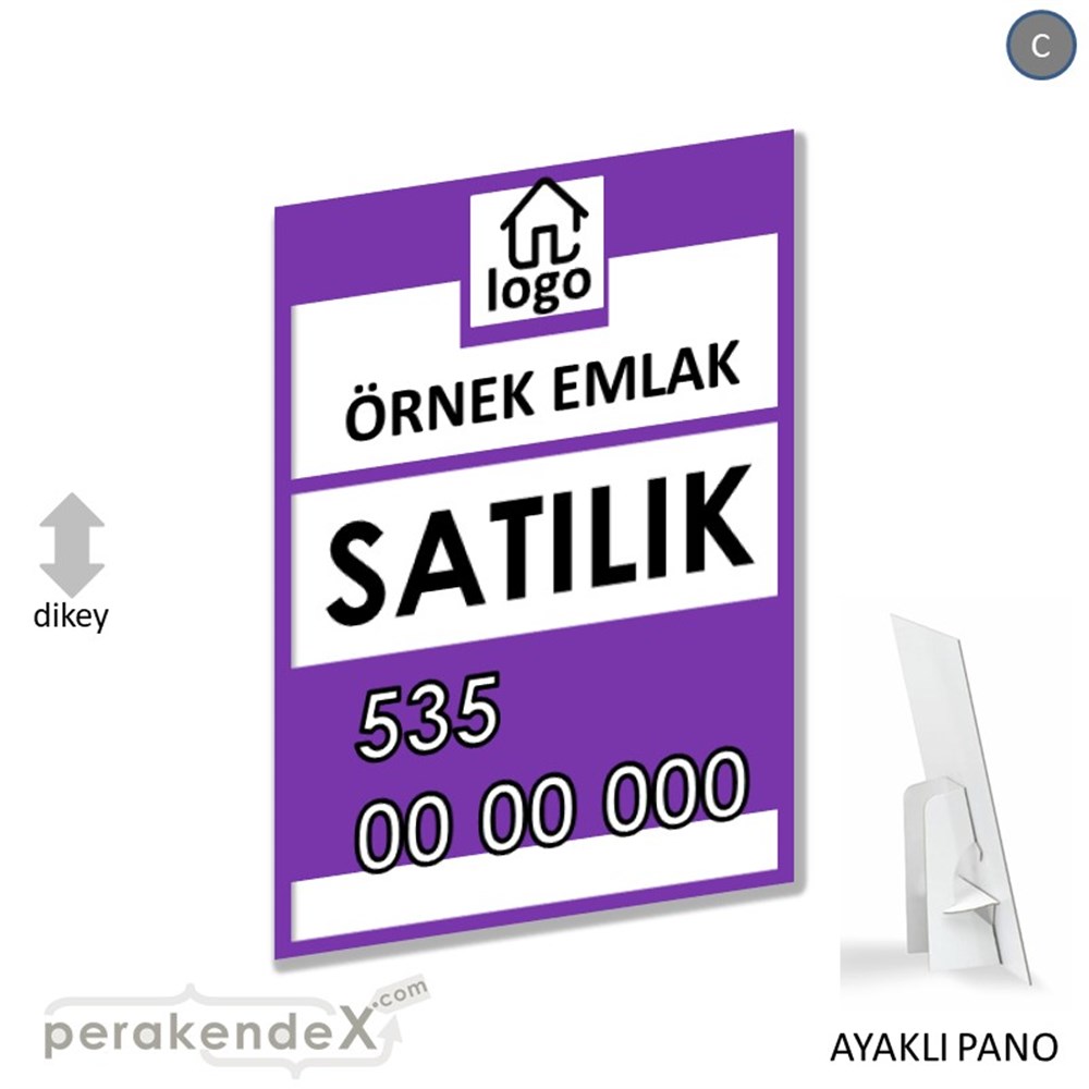 Satılık Yazısı 001 KARTON AYAKLI POSTER,  PANO -dikdörtgen,tek yön baskıkarton ayaklı poster,  pano