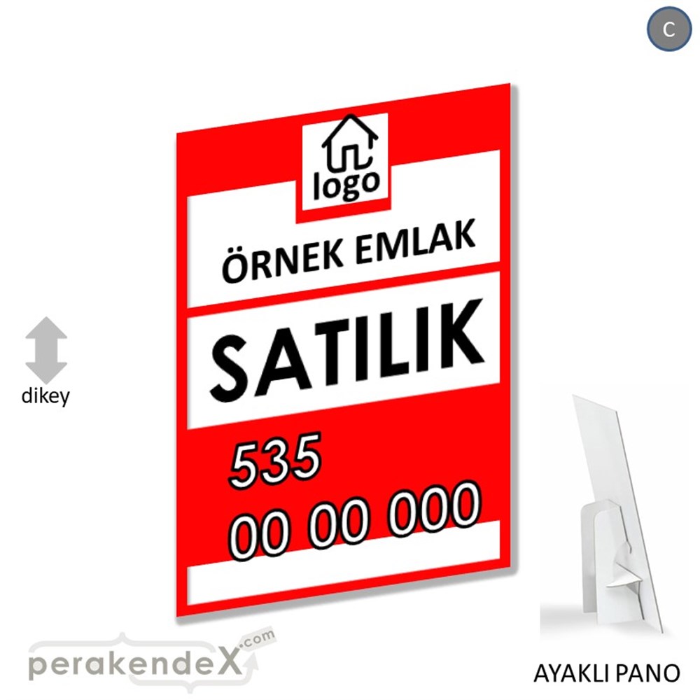 Satılık Yazısı 001 KARTON AYAKLI POSTER,  PANO -dikdörtgen,tek yön baskıkarton ayaklı poster,  pano