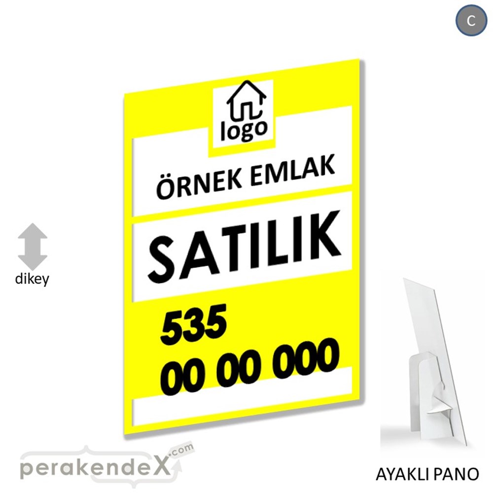 Satılık Yazısı 001 KARTON AYAKLI POSTER,  PANO -dikdörtgen,tek yön baskıkarton ayaklı poster,  pano