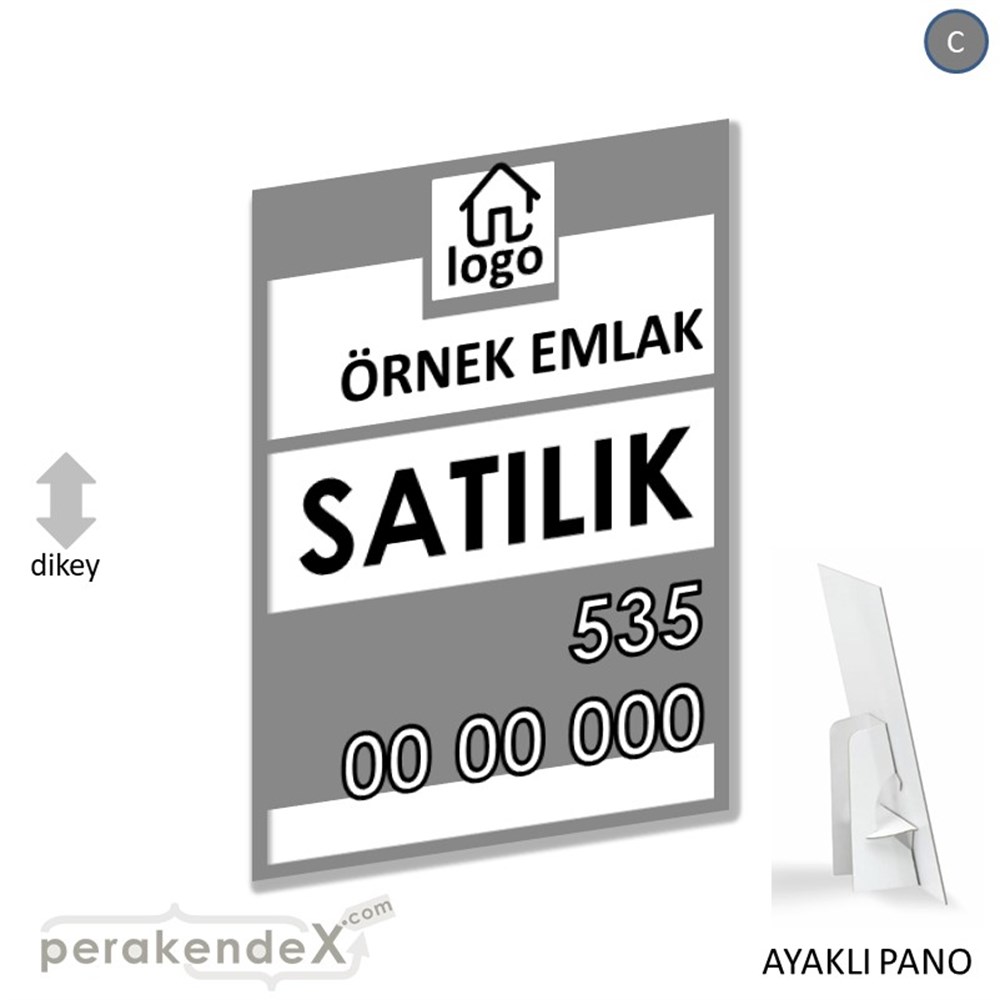 Satılık Yazısı 001 KARTON AYAKLI POSTER,  PANO -dikdörtgen,tek yön baskıkarton ayaklı poster,  pano