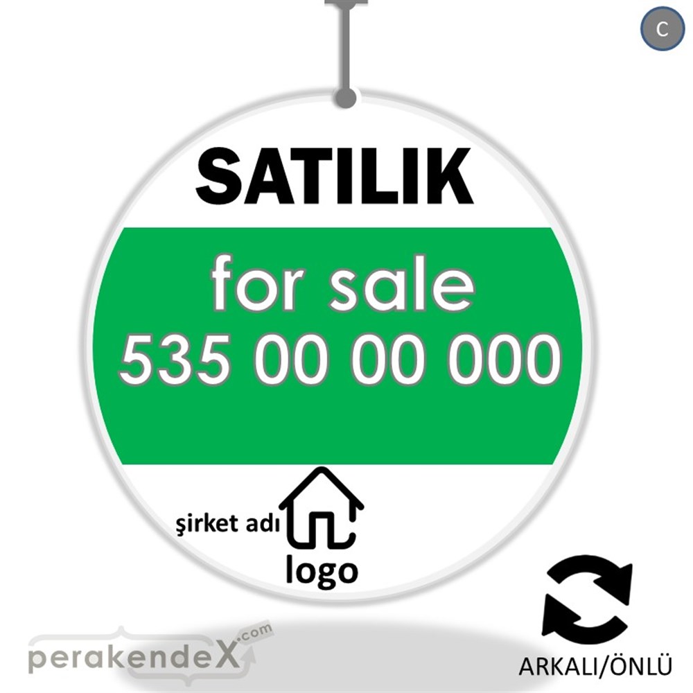 Satılık Yazısı 003 DÖNKART -oval,çift yön baskıdön-kart